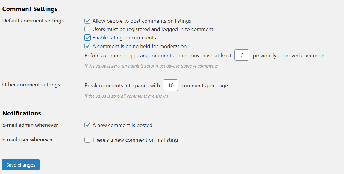 Enable comment ratings