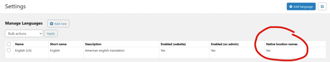 Native location name